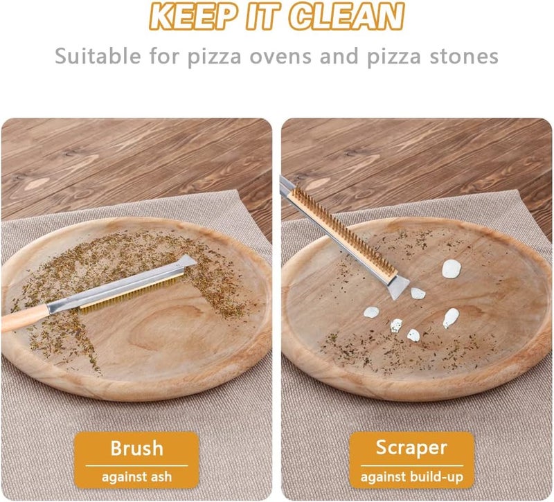 Aolso Pizza Oven Brush, 26" Brush and Stainless Steel Scraper for Pizza Stone, BBQ Grill Cleaning Brush Non Scratch Heat Proof Brass Bristles with Screwdriver, Outdoor Pizza Oven Accessories - Image 4